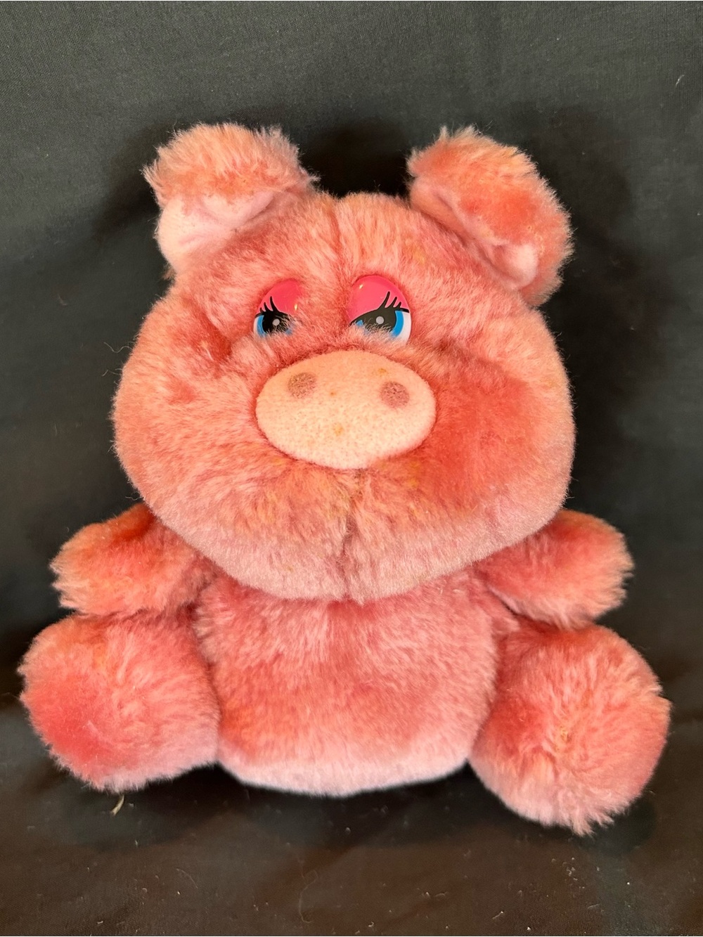 Vintage Russ Berrie Rosey Pink Pig Plush Stuffed Animal 1980s Chubby Piggy